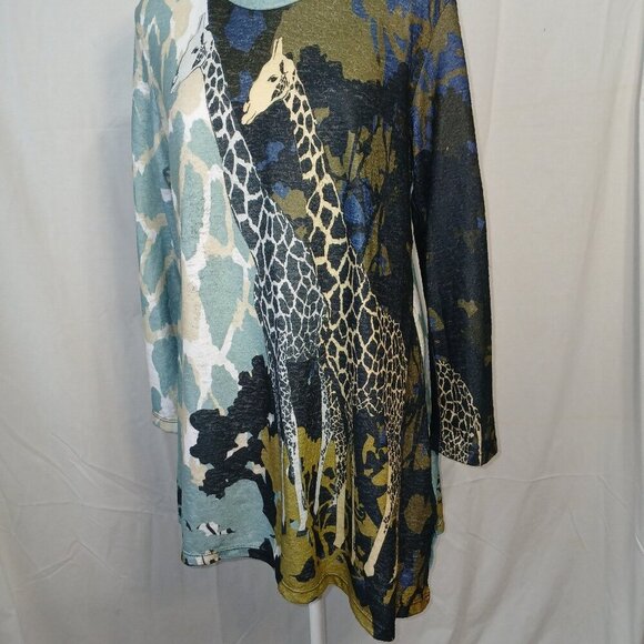 JESS AND JANE "KENYA" CHIFFON CONTRAST TUNIC, SIZE MEDIUM - Picture 5 of 10